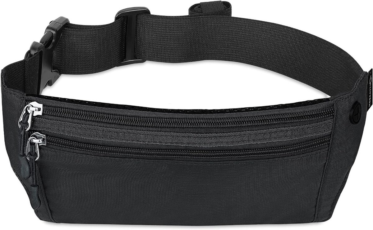 Heuptas voor Sport en Reizen, Waterdicht en RFID-Bescherming | Ideaal voor Joggen, Fietsen en Hardlopen | Unisex Zwart