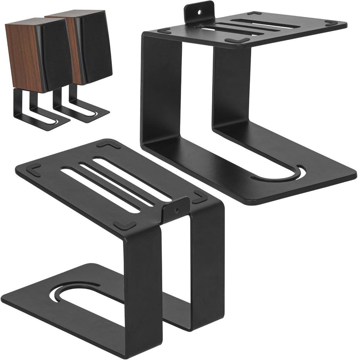 Desktop Speaker Stand van 13.5 cm Hoog - Stalen Audio Stand met Antislip en Vibration Demping, Ideaal voor Geluidskwaliteit en Optimalisatie van Luisterervaring (Zwart)