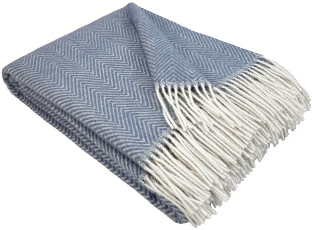 Wollen Plaid - HELSINKI - Lichtblauw (140x200cm) 100% Wol - Plaids.shop®