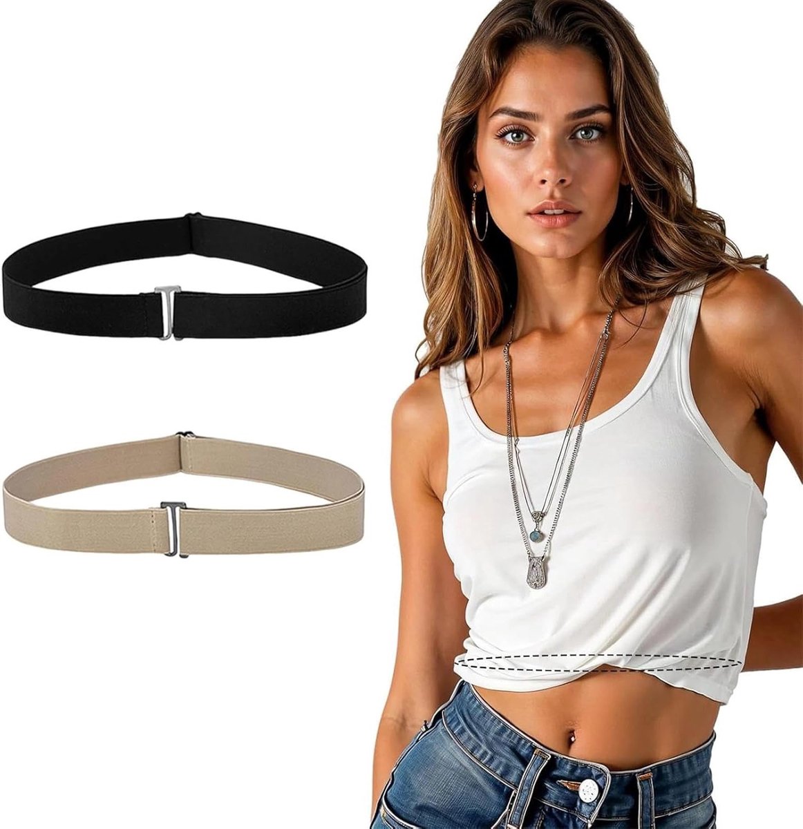 Verstelbare Crop Tuck Band voor Dames - Elastische Tuck Band voor Shirts, Perfect voor Yoga, Fitness en Sportactiviteiten