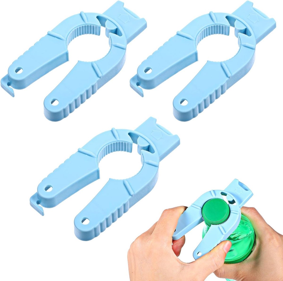 Handige 3-delige Plastic Flesopener voor Artritis, Multifunctionele Waterfles- en Potopener voor Senioren met Eenvoudige Grip en Comfortabel Gebruik