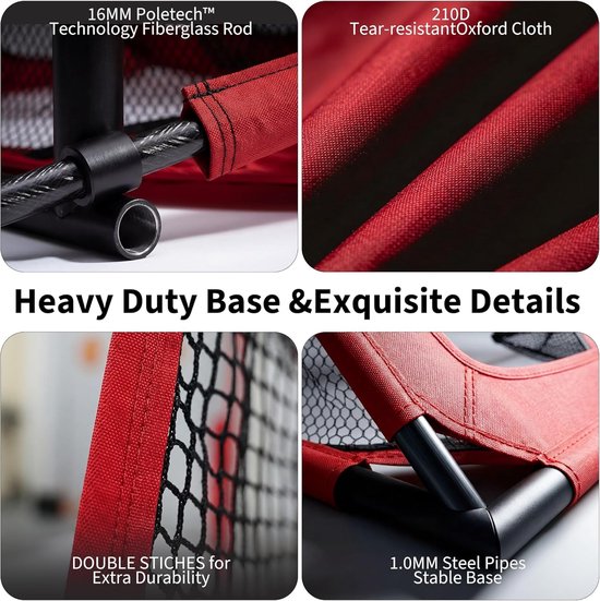 Golfnet Set 304*213*91cm, Golf Oefennet met Mat & Doel, Draagbaar Golf Hitting Net voor Binnen & Buiten, Robust Golf Trainingsnet voor Tuin, Garage & Achtertuin, Rood+Zwart — afbeelding 3