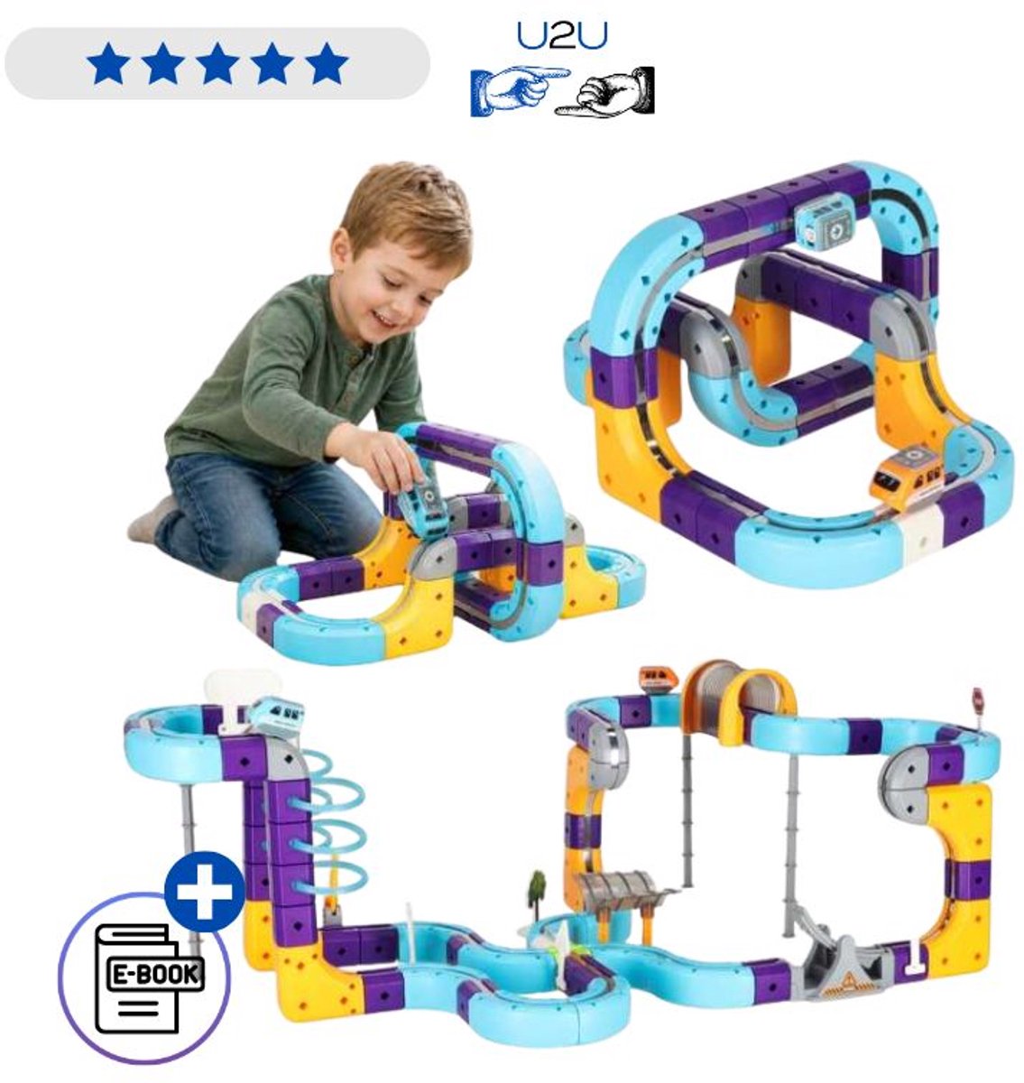 Magnetische Racebaan Bouwset 127 Delig – Magnetische Bouwblokken Met Auto’s 3D Race Track Speelgoed Kinderen Constructieset Educatief STEM Speelgoed Creatief Bouwen Magnetisch Speelgoed Kinderen Met Ebook
