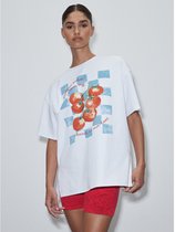 Next - Dames - Oversized T-shirt van katoen met grafische print - Wit