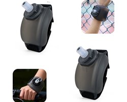 2 stuks waterflessen - pols waterfles - hardloop waterfles - klim waterfles - verstelbaar - lekvrij - sportaccessoires - geschikt voor klimmen, wandelen, joggen (zwart, 11,6*10,2 cm)