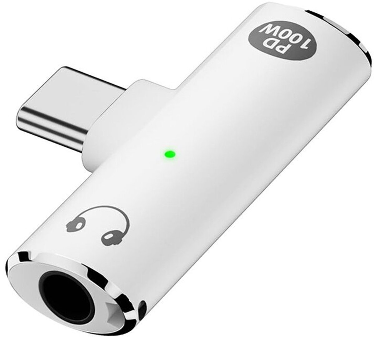 USB-C naar audio-jack adapter, ondersteunt 100W snelladen, 2-in-1 USB-C naar 3,5 mm hoofdtelefoonaansluiting, Geschikt voor Type-C seriële interface, B (2 stuks)