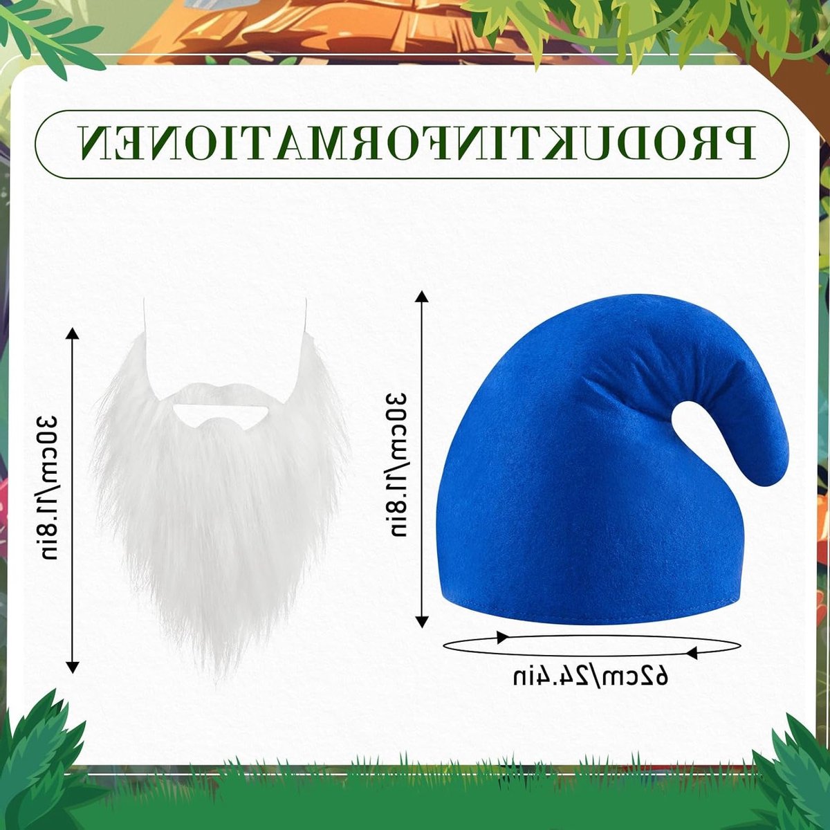 Dwerg Kostuum Set met Witte Dwerg Hoed voor Carnaval en Halloween - Grappige Gnome Hoed voor Volwassenen