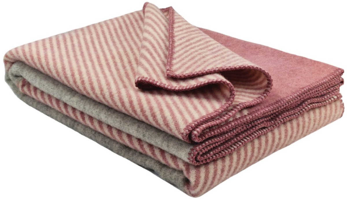 Plaids.shop® Wollen Deken - ODENSE - Roze-Lichtgrijs (150x200cm)