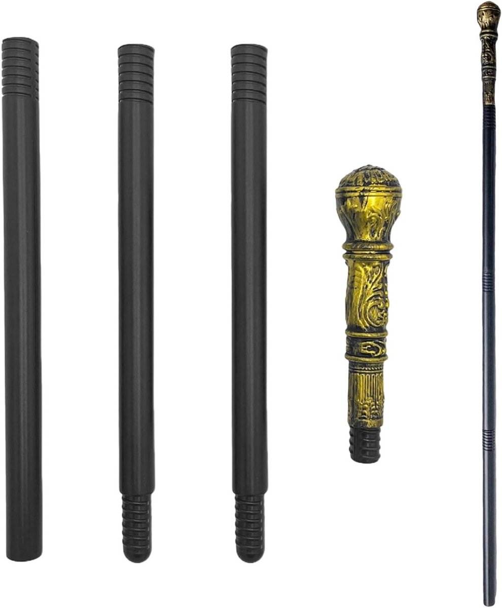 3-delige Halloween Stok Requisiet - 111cm Unisex Kostuumstok voor Joker, Vampier en Skellet, Zwarte Staf voor Halloween, Carnavals- en Cosplayfeesten