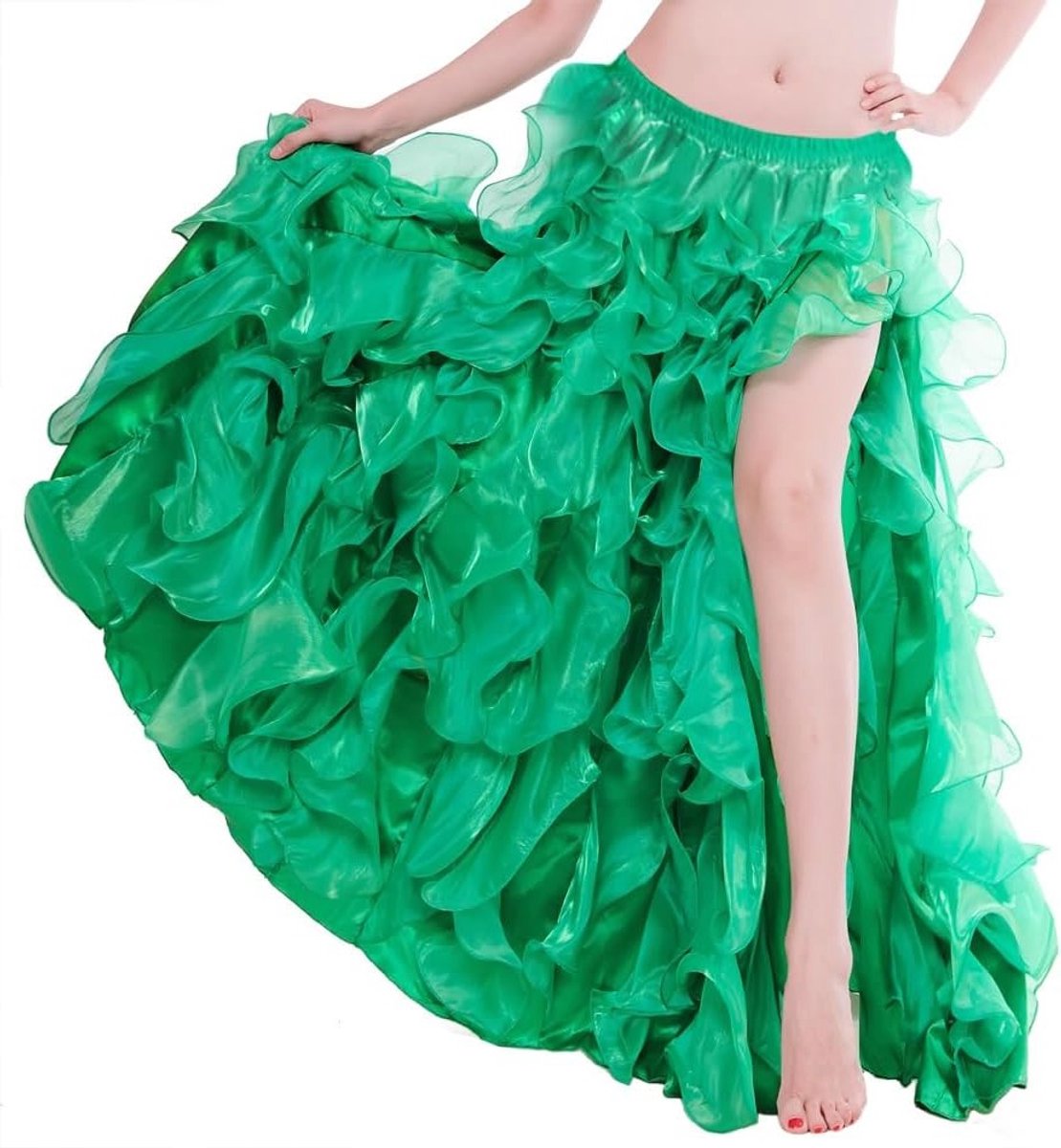 Bellydance rok met split voor dames, elegante buikdanskostuum, lange dansrok voor optredens, elastische taille, perfect voor buikdansen en danslessen