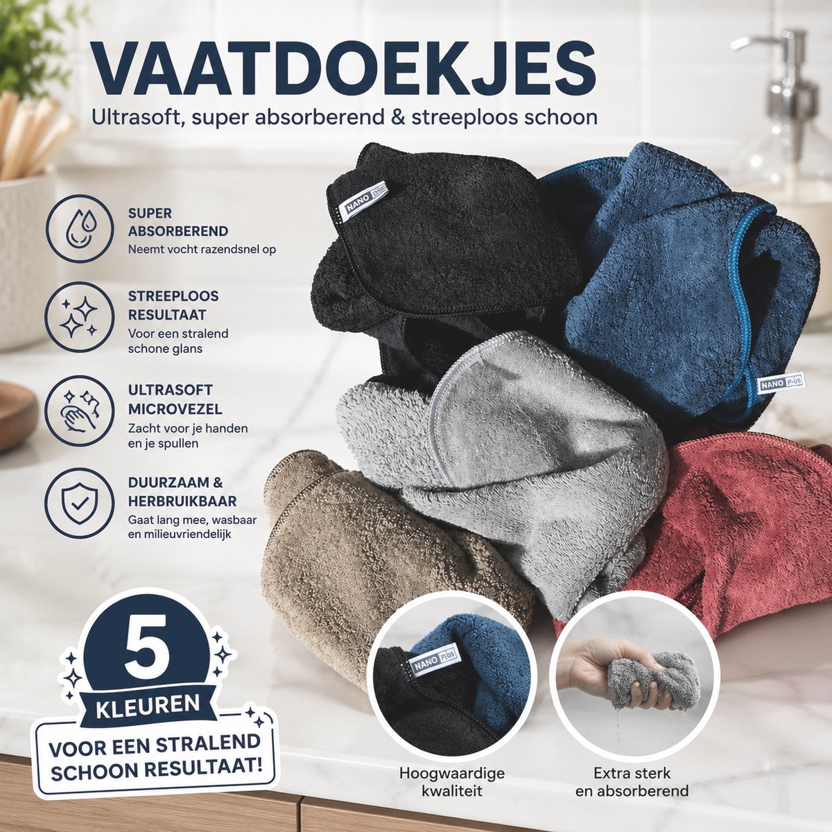 NanoPlus Vaatdoekje 5 stuks Assorti
