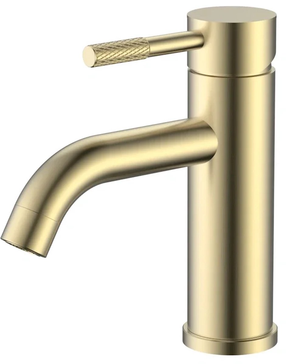 DutchLine - S-Grip Wastafelkraan – Geborsteld messing Goud