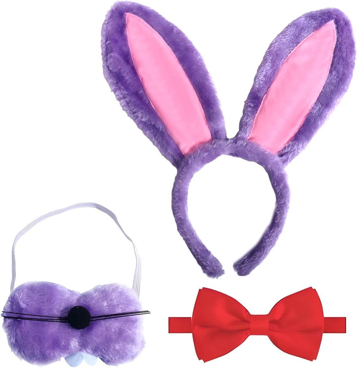 Vijf nacht carnaval kostuumaccessoires voor volwassenen, inclusief haarband, strik en monddecoratie voor een grappige dierenoutfit en cosplayfeest
