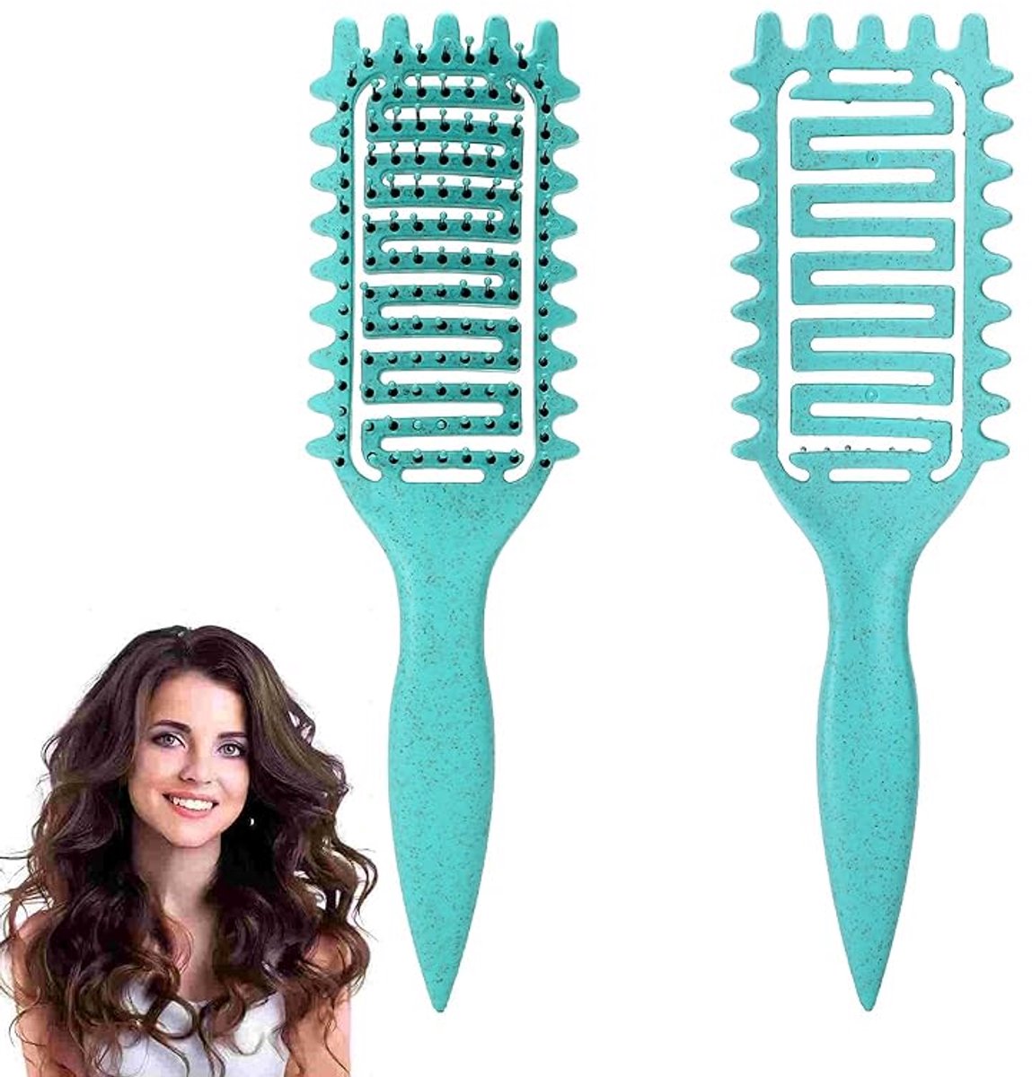 Deze groene krulborstel Geschikt voor dames heeft ventilatiegaatjes waardoor je gemakkelijk krullen kunt maken. Geschikt voor alle haartypes.
