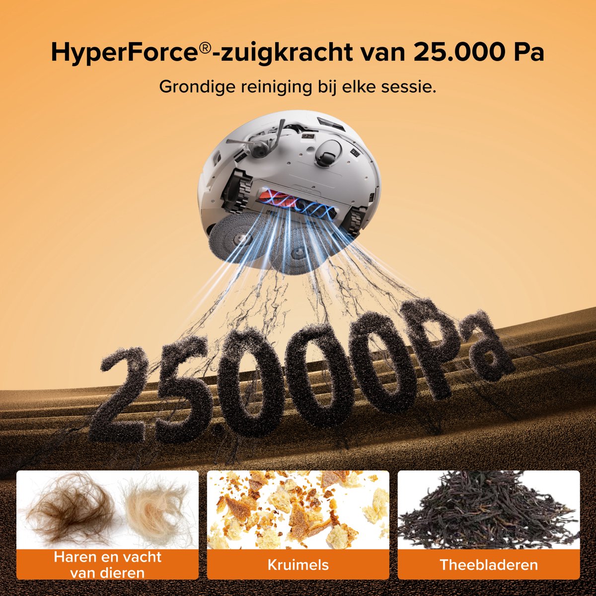 Roborock Qrevo Edge 2-robotstofzuiger-25.000 Pa-7,98 cm ultraslank ontwerp-12 mm dweilheffing-80℃ Warmwatermopwas&Zelfreinigend Station-FlexiArm Technology-RetractSense navigatiesysteem-dubbel anti-klitssysteem-Reactieve AI en Roborock app-bediening. — afbeelding 5