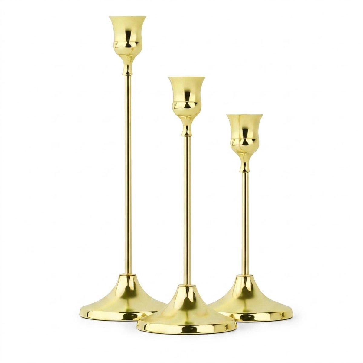 NUVEX Goudkleurige metalen kandelaars set 3 stuks woondecoratie diner tafel decoratie klassieke Franse stijl hoge kaars houders centrum stuk bruiloft feest huis decoratie Frans Goudkleurige