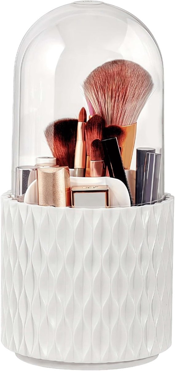 360 Graden Draaiende Makeup Organizer voor Kwasten, Transparant en Stofdicht, 11 x 23 cm, Ideaal voor Schoonheid en Make-up Accessoires
