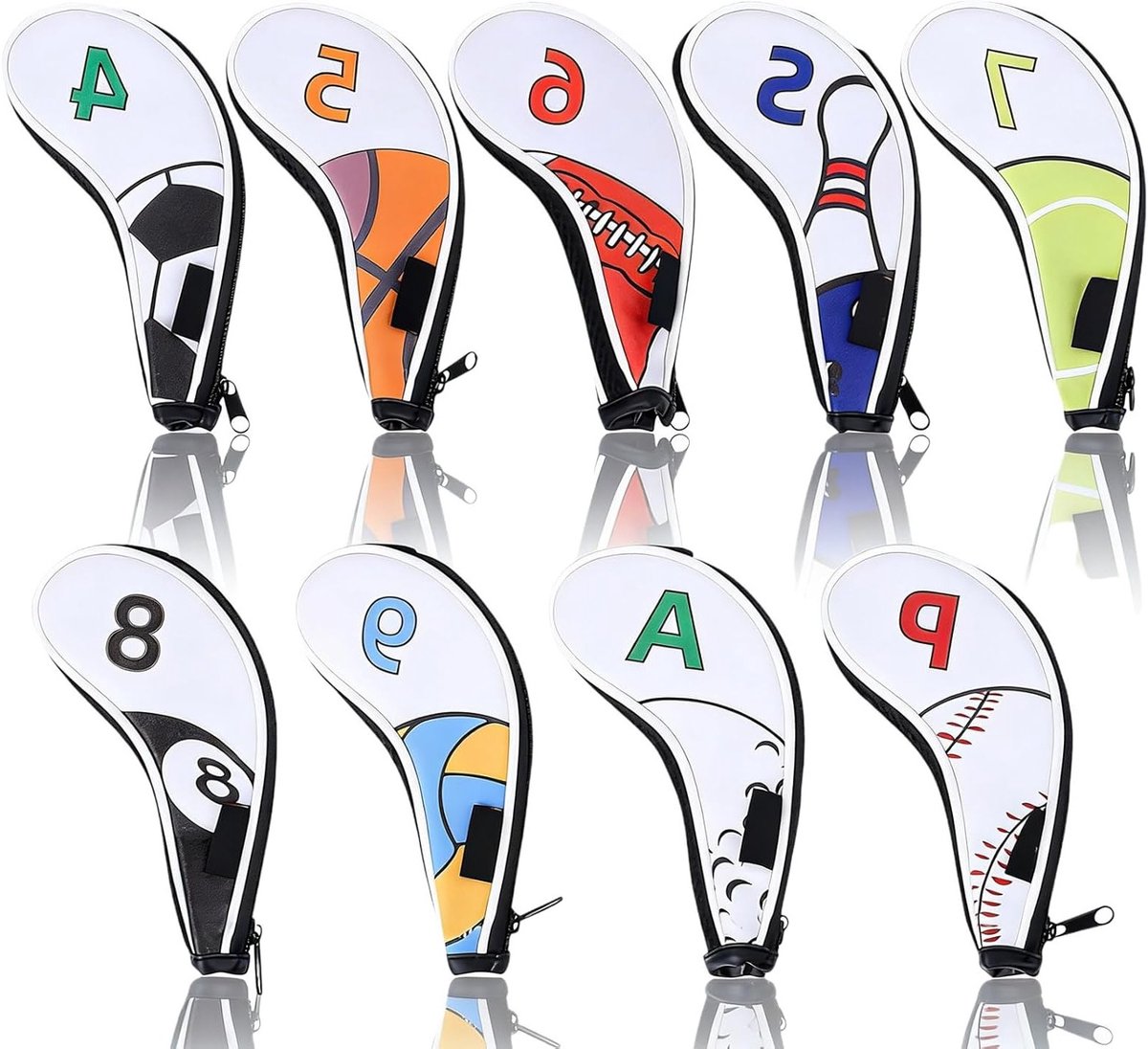 Golf IJzer Hoofdbeschermers Set van 9 Stuks Scharnier Waterdicht