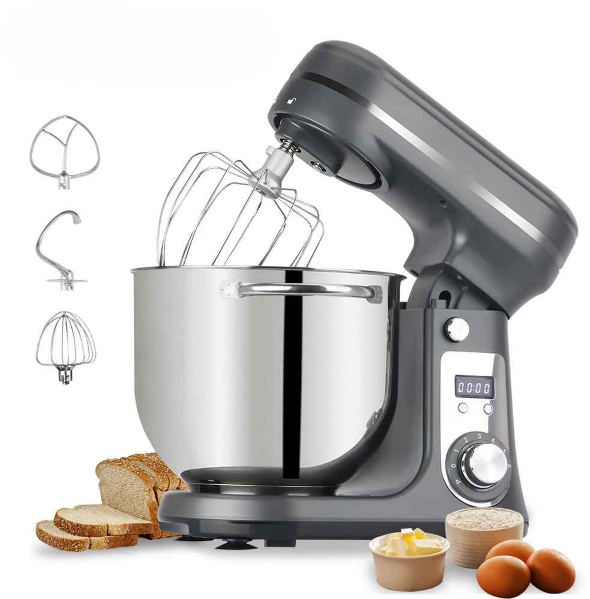 Glowstride - Keukenmachine - Keukenmixer - 1200W DC - stille motor 6L roestvrijstalen - Foodprocessor - Mixer - Blender — afbeelding 2