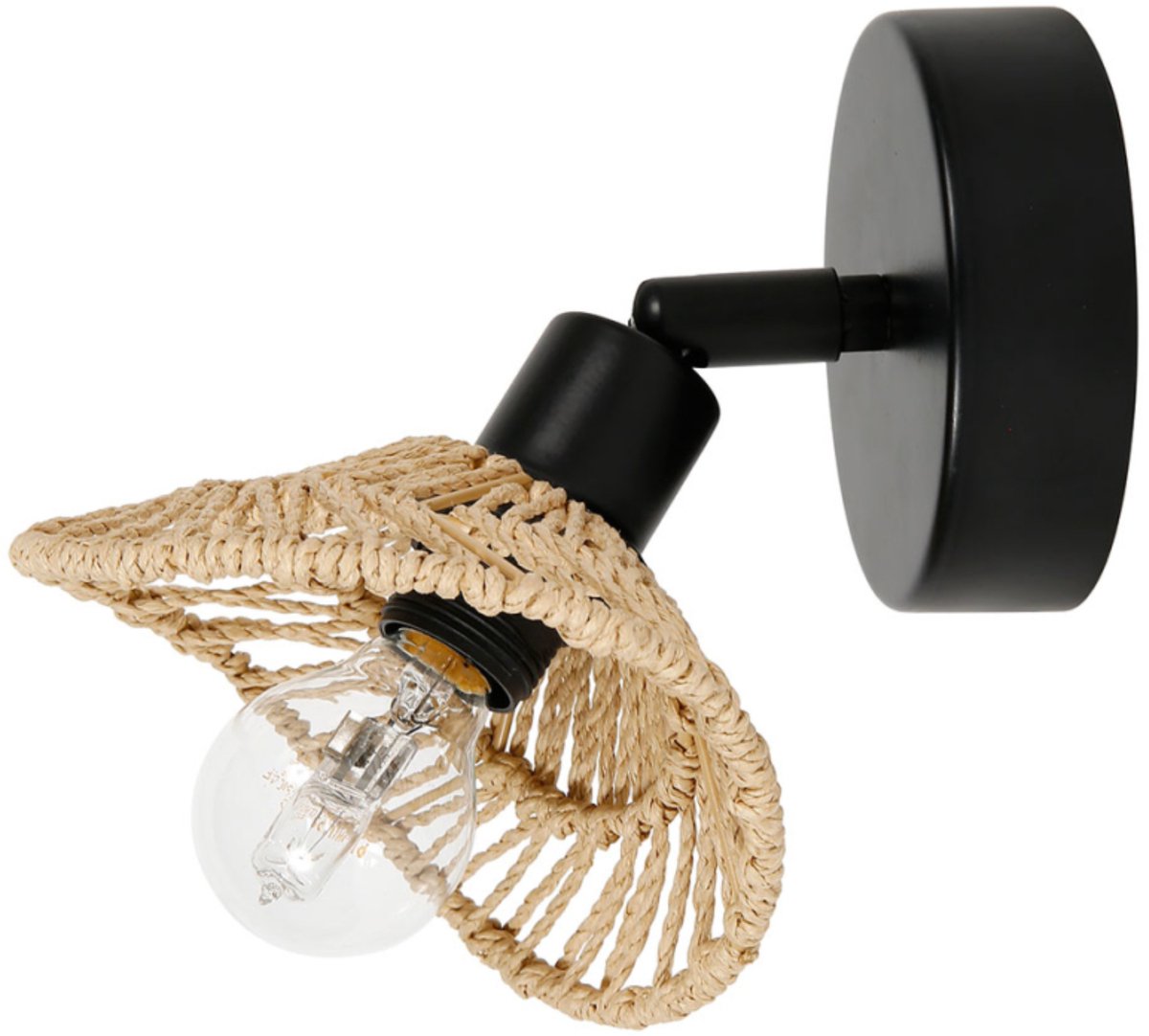 Ostaria Wandlamp Ozana - zwart - lampenkap van touw - verlichting - binnen