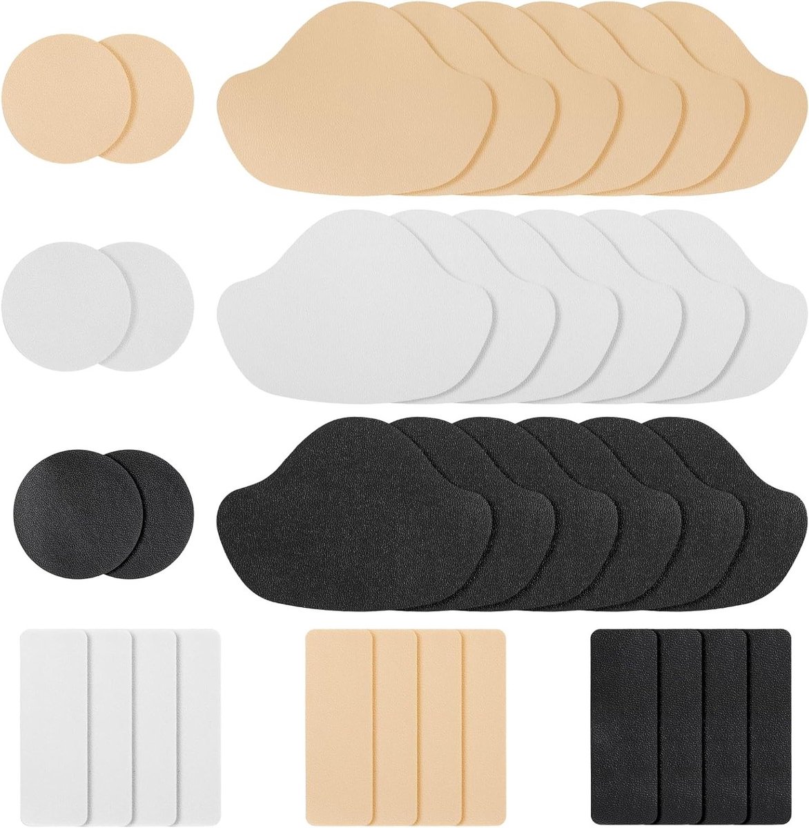 36 Stuks Schoen Patches voor Reparatie van Gaten, Zelfklevende Patches voor Sneakers en Platte Hakken in 3 Kleuren (Zwart, Wit, Beige)