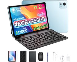 POCKAM P12 Plus - Tablet - 48GB RAM (12+36GB) + 256GB ROM (2 TB/TF) - 12,2 inch 2,4K 120Hz IPS - Android 16 - 12000mAh/18W - T7300 - Wi-Fi 5 - Bluetooth 5.0 - Quad-luidsprekers - Volledige accessoirebundel met toetsenbord en stylus