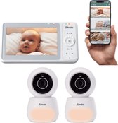 Alecto DVM2060 Wifi Babyfoon Bundel - Babyfoon set met 2 Camera’s - 5 Inch Scherm - Kijk mee via Scherm en App - Wit