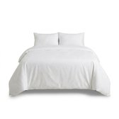 Dreamplush® Dekbedovertrek 240x220 Katoen Satijn – 300TC – Lits Jumeaux – Inclusief Kussenslopen 60x70 – Ritssluiting – Wit
