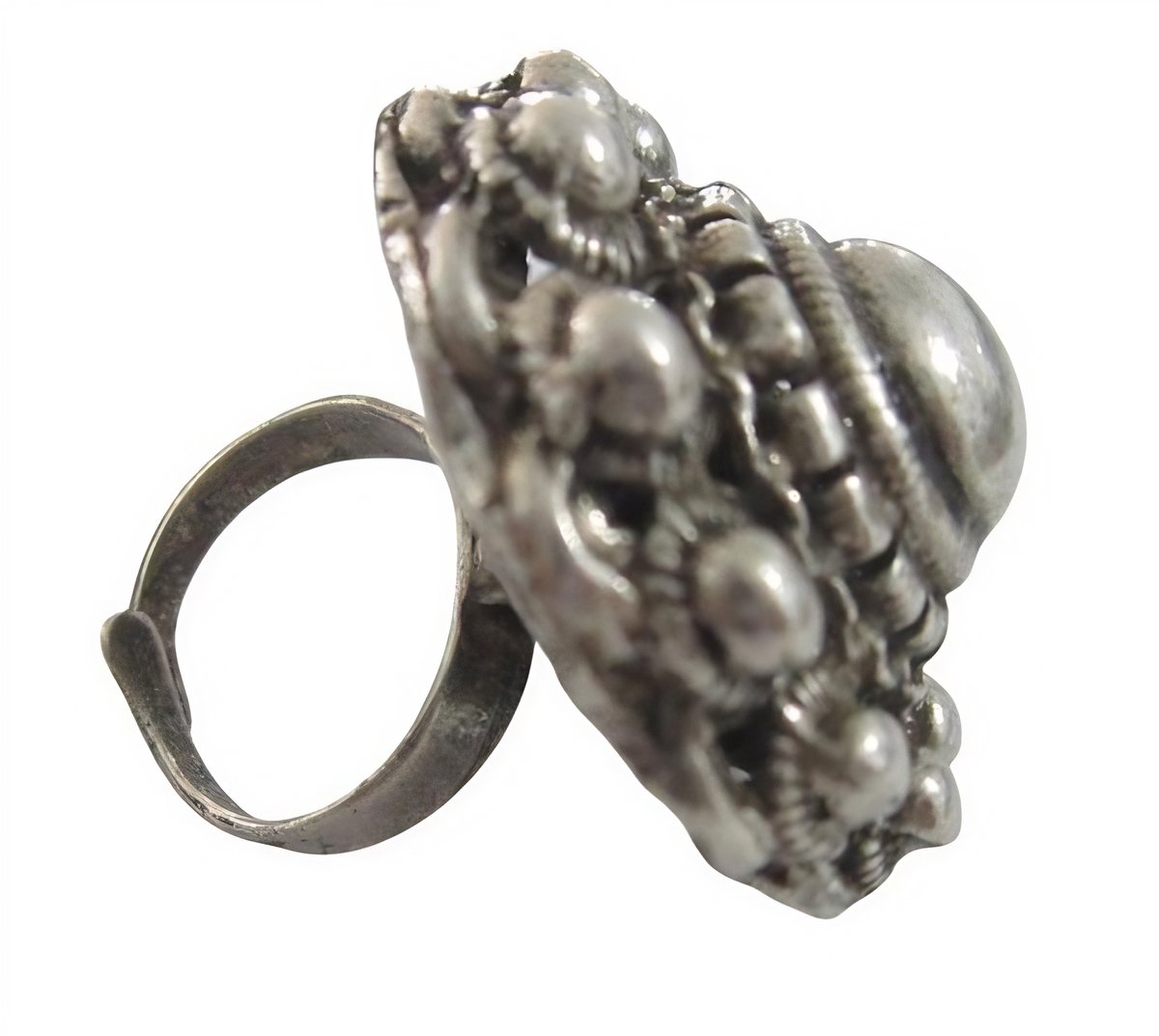 Zeeuws Meisje - Zeeuwse knop - Ring- Zeer grote bolle Zeeuwse knoop 36 mm - verzilverd - verstelbaar, een maat past altijd