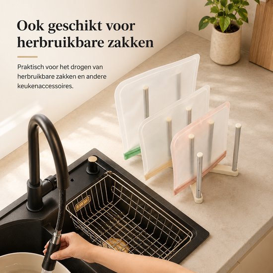 Bangosa Flessen Droogrek Inklapbaar - Verstelbaar Droogrek voor Flessen, Bekers, Bakjes en Herbruikbare Zakken van Merkloos — afbeelding 3