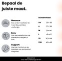 Maattabel voor Bracefox WorkSoll inlegzolen, met afbeeldingen van een rolmaat, postbus en voet.