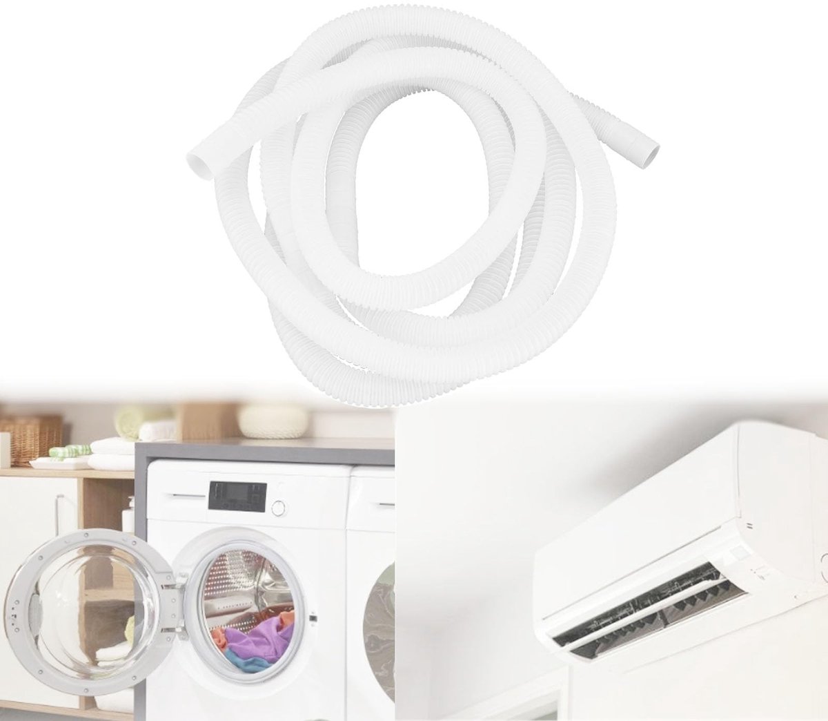 Dailygoody - Flexibele Drain- en Inlaat Hose - 3 Meter voor Wasmachine en Airconditioner - Hoogwaardige kwaliteit - Waterafvoer - Gemakkelijk te insta..