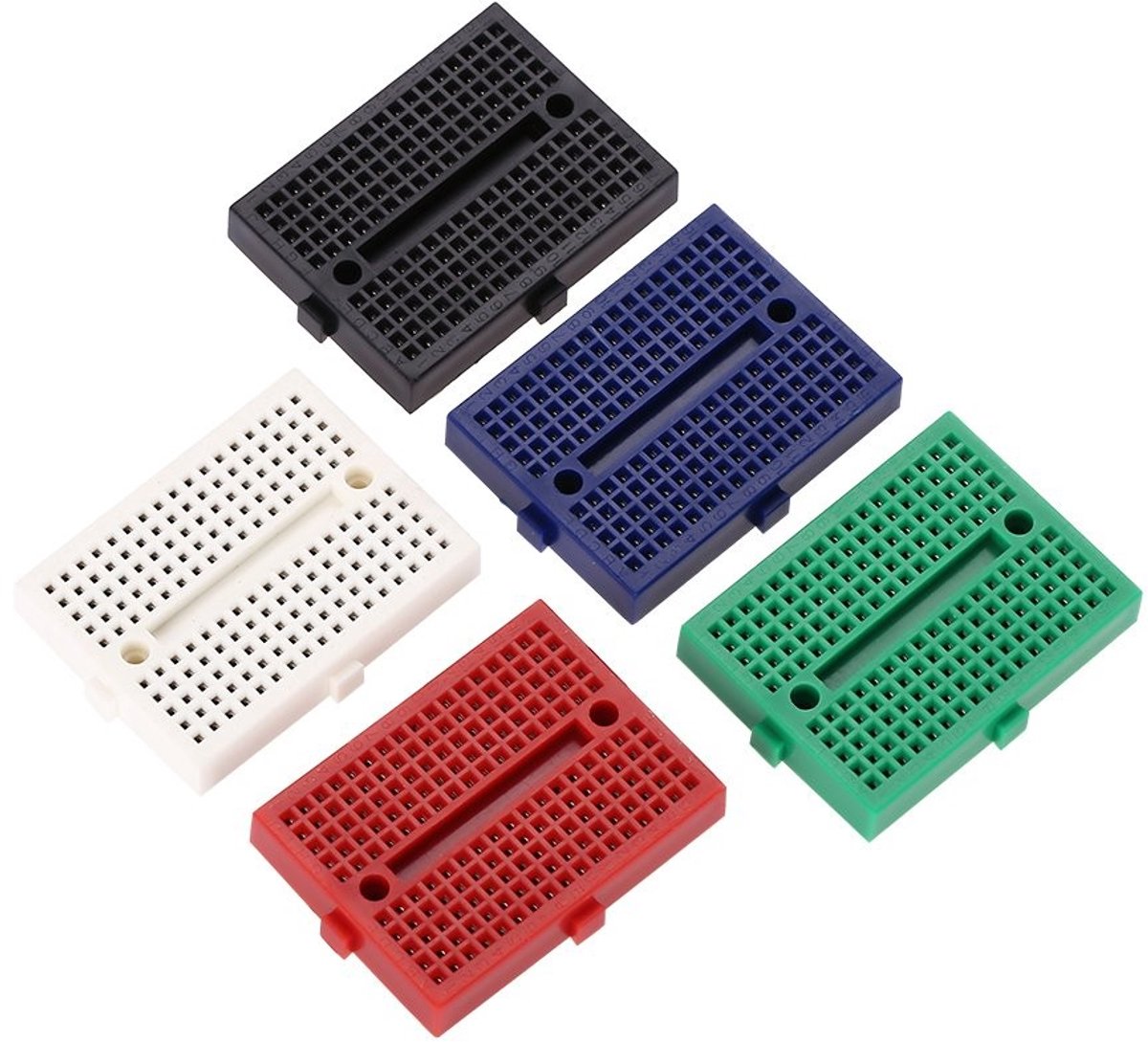 Dailygoods - Mini Breadboard - Prototype Steekplank - Ideaal voor Elektronica - 6 Kleuren - Soldeervrij - Perfect voor Hobbyisten en Studenten - 5 Stu