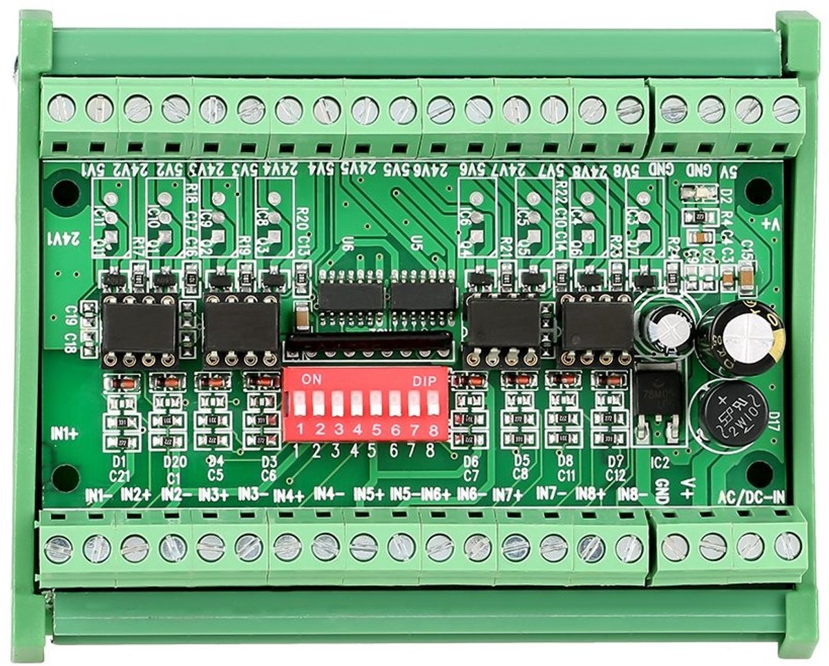 Dailygoody - Level Converter 5V / 24V - Spanningsniveau-Vertaler - 8-Kanaals Signaalomvormermodule - Compact formaat - 10MHZ - Geschikt voor en M