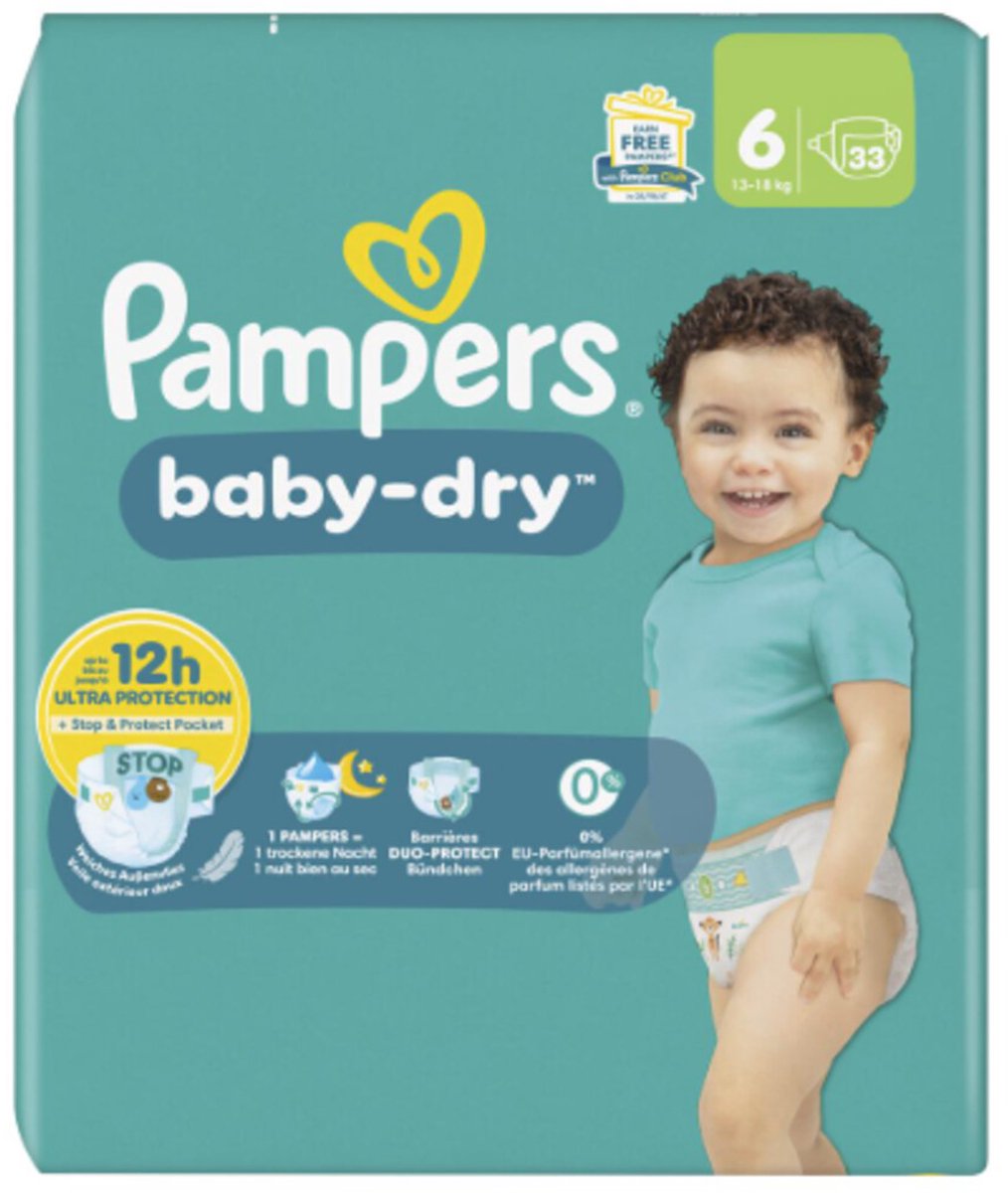 2x Pampers Baby Dry Luiers Maat 6 (13-18kg) 33 stuks