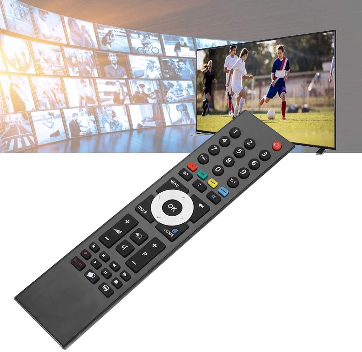 Dailygoody - Universele afstandsbediening - Vervangend model - Ideaal voor smart TV - Zwart - Met leerfunctie - Geschikt voor TV - 8 meter bereik