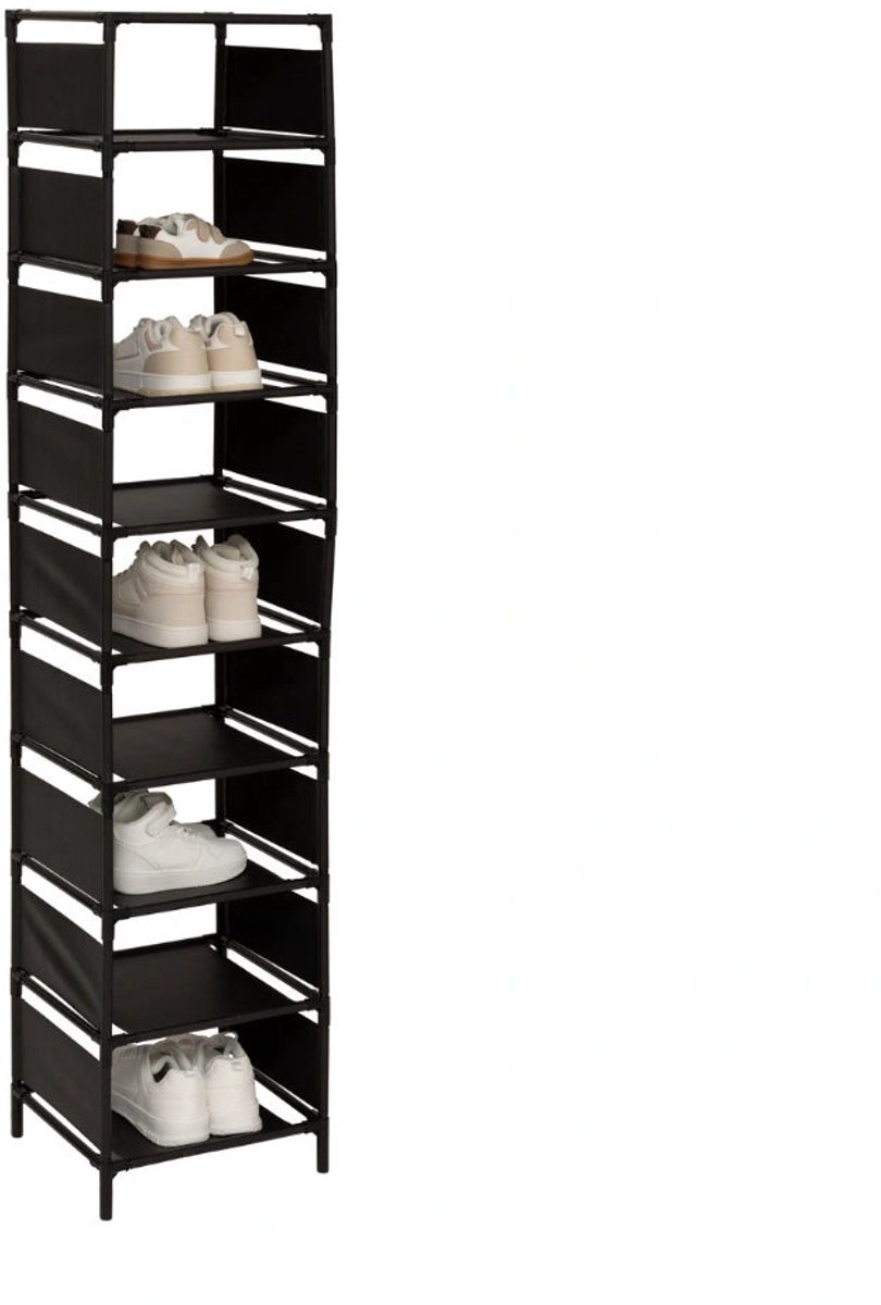 Smalle hoge schoenenrek 10 paar Five® - Zwart
