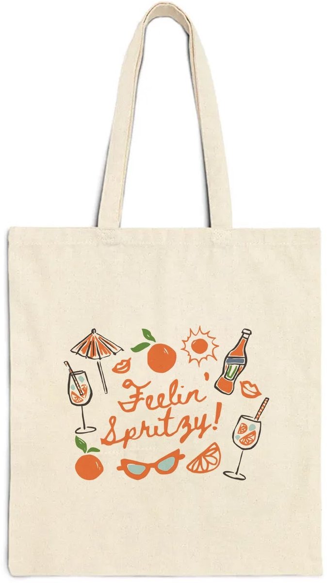 Dailygoody - Aperol Spritz bag - Jutebeutel shopping bag - Lichtgewicht en duurzaam - Perfect voor Aperol lovers - Geschikt voor dames - Handige