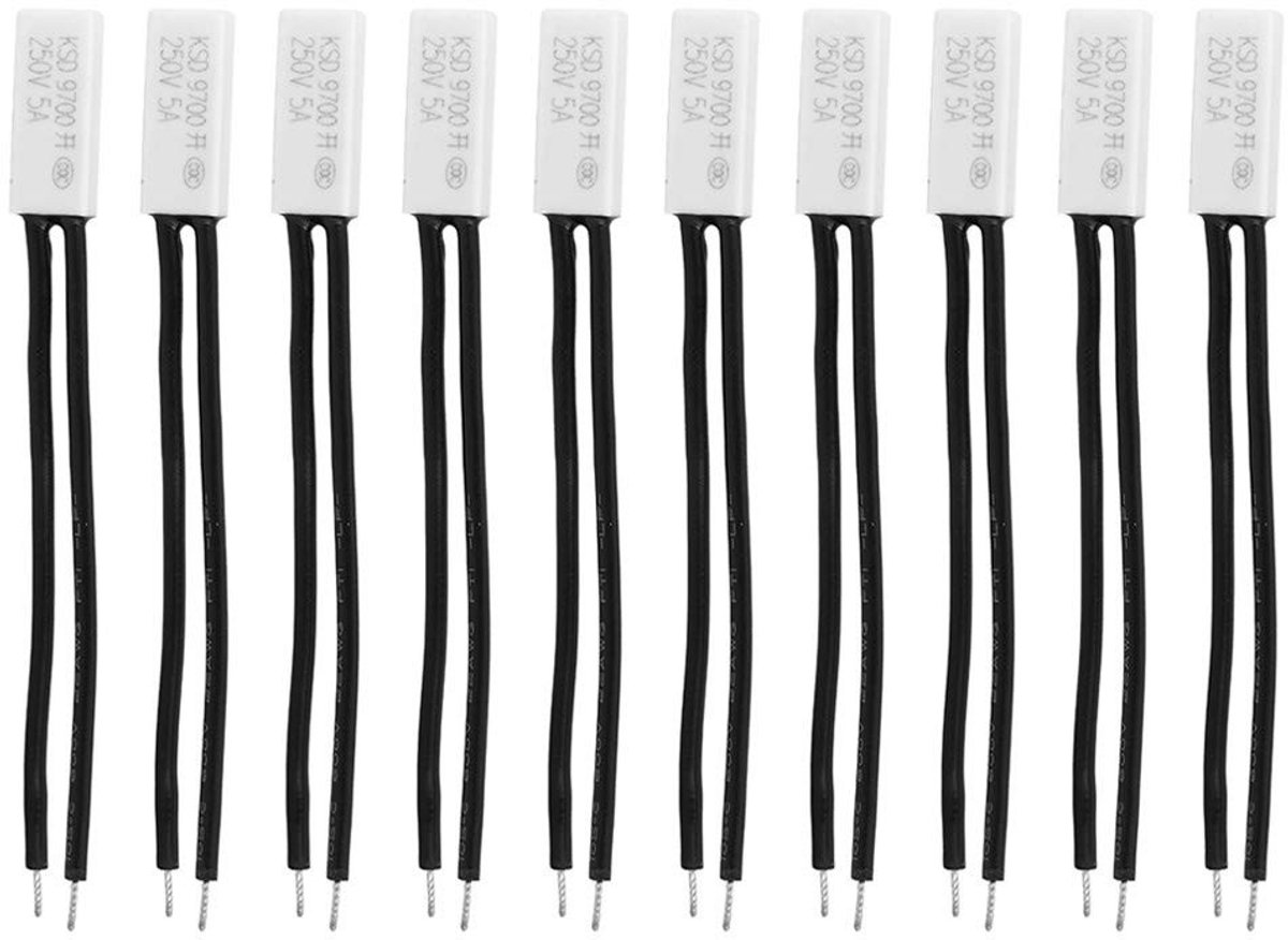 Dailygoody - KSD9700 Temperatuurregelschakelaar - Bimetaal Thermostaat - 10 Stuks - Kunststof Sonde - Regelbare Temperatuur - Geschikt voor Diver