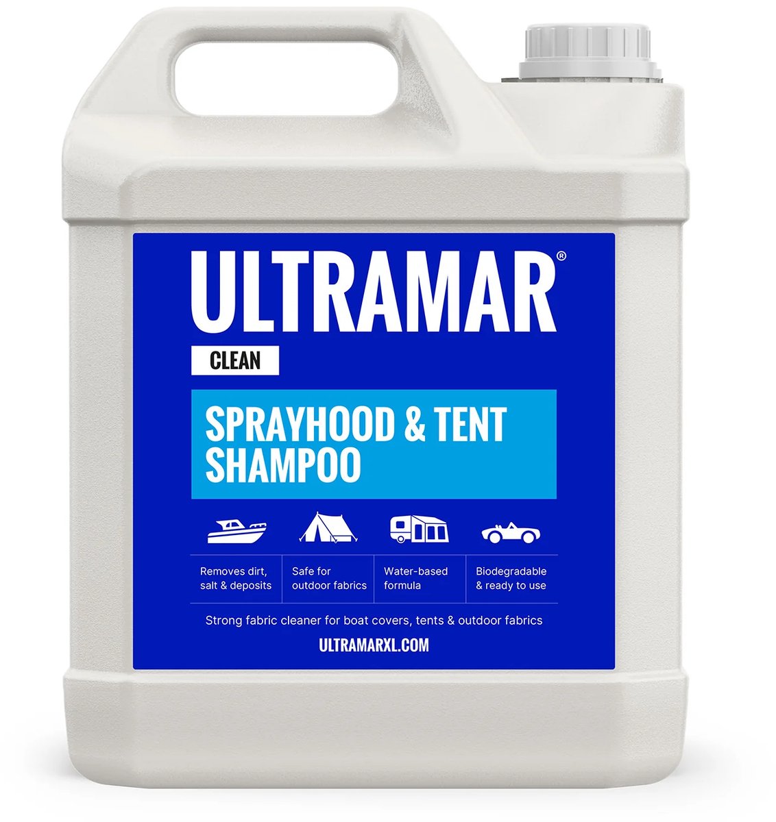 Ultramar - Sprayhood & Tent Shampoo 5 L - Reiniger voor Bootkap, Tent, Cabriodak, Zonnescherm - Bootonderhoud - Schoonmaakmiddel
