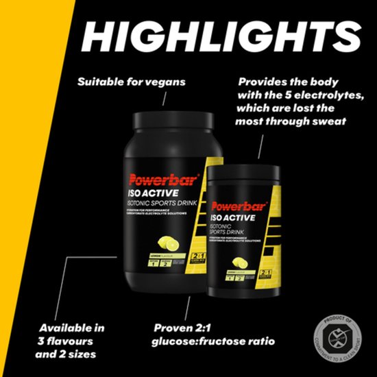 Powerbar sportdrank - IsoActive - GRATIS Powerbar bidon - Lemon - 1320 gram - 20 liter — afbeelding 2