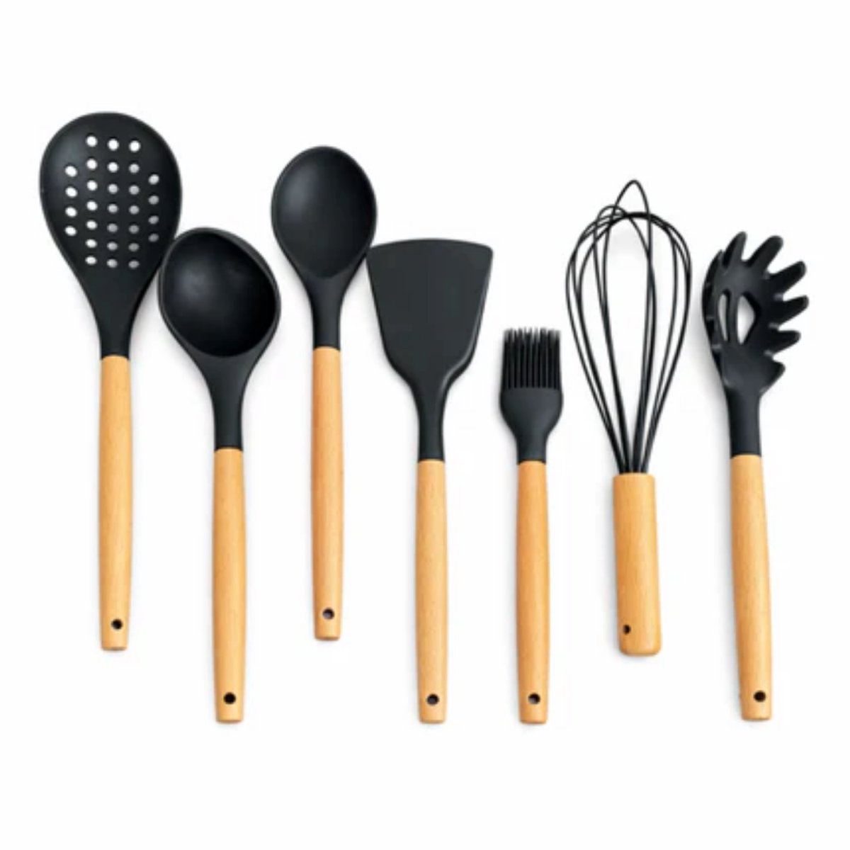 Keukengerei Set 7-delig – Siliconen & Hout - keuken set