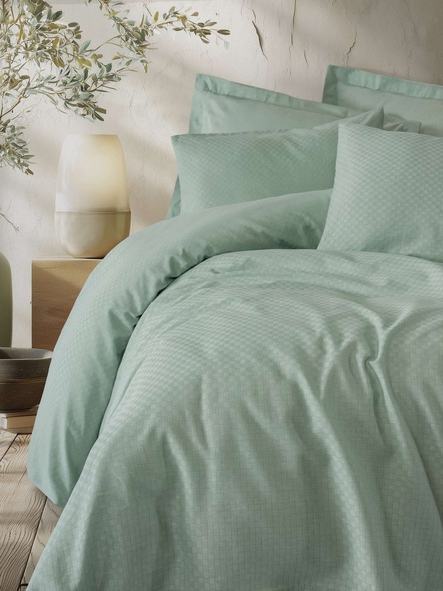 L'Essentiel Maison Cotton Box - Dekbedovertrek - Sage - 135x200