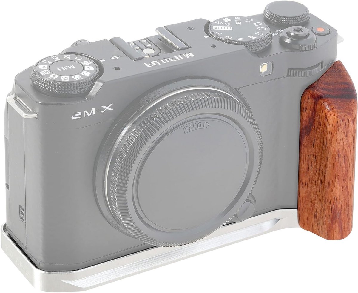 L-vormige handgreep met snelontgrendelplaat voor FUJIFILM X-M5 camera, geïntegreerde houten zijhandgreep, Arca Swiss compatibel en ergonomisch ontwerp voor betere grip