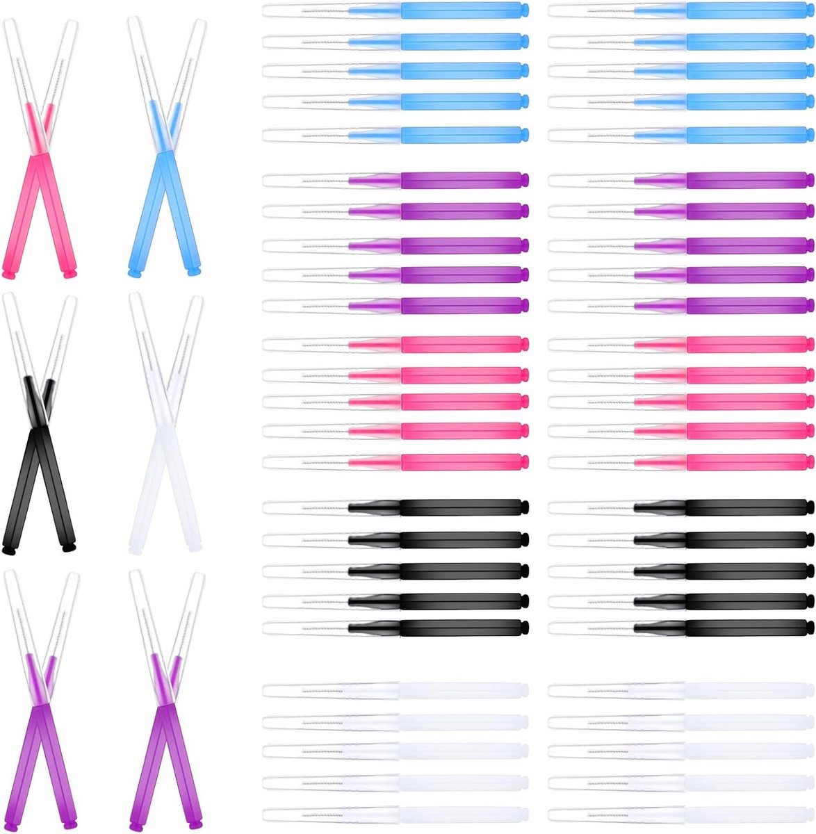 50 Stuks Multicolor Micro Wimpers en Wenkbrauw Borstels - Draagbare Tool voor Wenkbrauw Laminatie en Wimperextensions