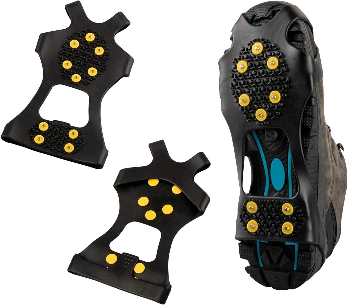 Anti-slip sneeuw en ijs grip met 10 spijkers voor schoenen - rubberen crampons voor extra traction