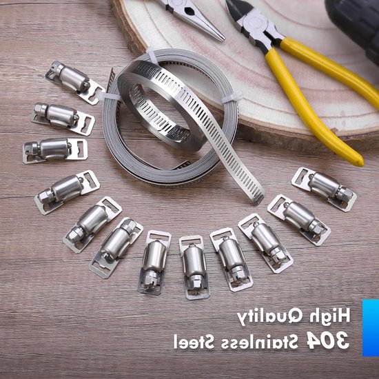 Hose Clamp Kit DIY 3 Meter Metaal met 12 Sterke Bevestigingen - Verstelbare Klemmen voor Slangen, Banden en Pijpen, Ideaal voor Klusprojecten en Reparaties — afbeelding 3