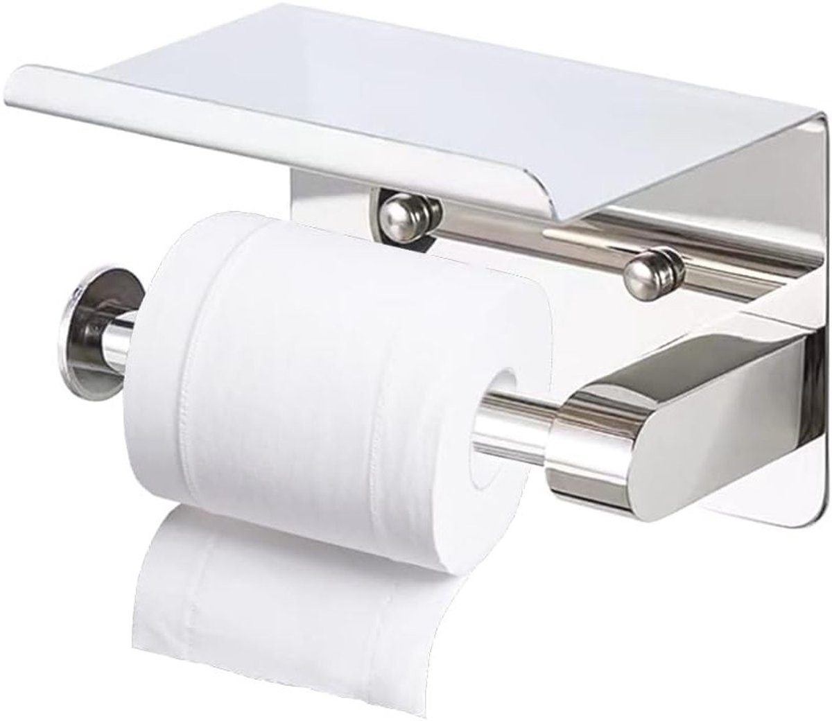 Stabiele Wandmontage Toiletpapierhouder zonder Boren voor Badkamer en Keuken, Geschikt voor Diverse Rollen