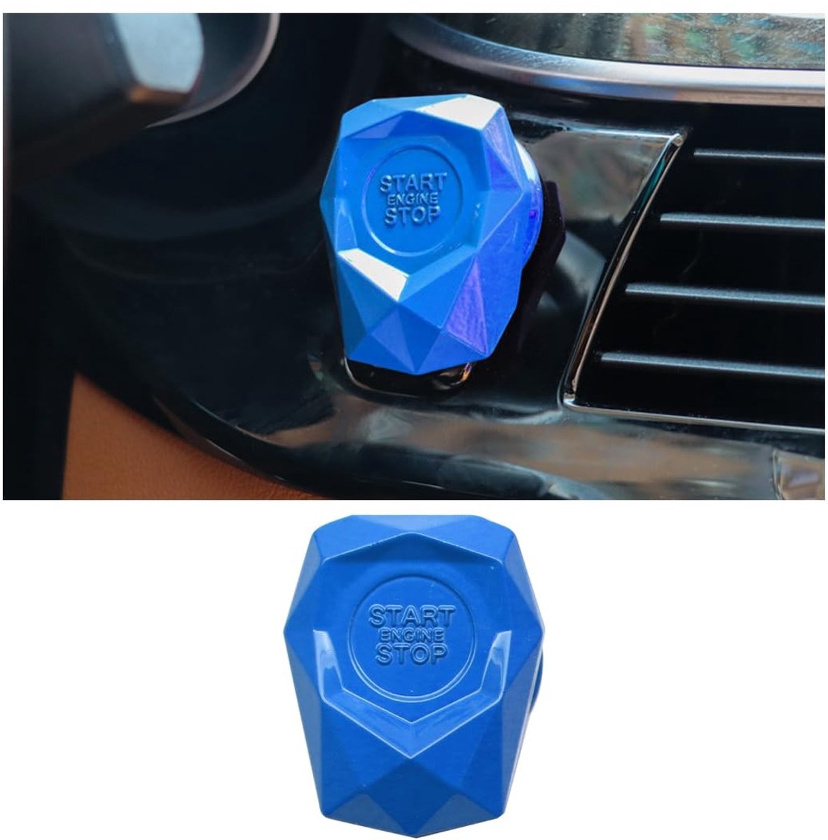 Dailygoody - Auto ontstekingsknop afdekking - Bescherming en decoratie - Blauw - Universele siersticker - Voor auto-start-stop-ontstekingsknop