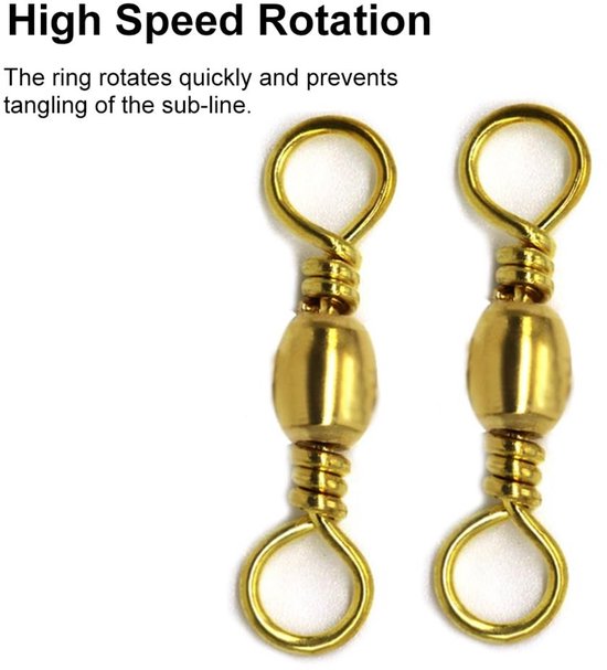 Dailygoody - Visserij vat wartels - Vissen Connector - 360° flexibele rotatie - Goud - Zoutwater zoetwater - 100 stuks - Hengelsport — afbeelding 3